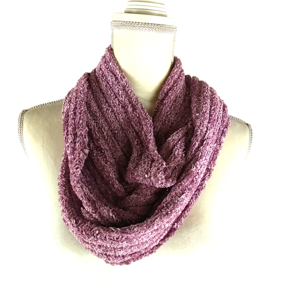 One Size Infinity Scarf 60" X 8" Sequin Purple Pink Volare Type material